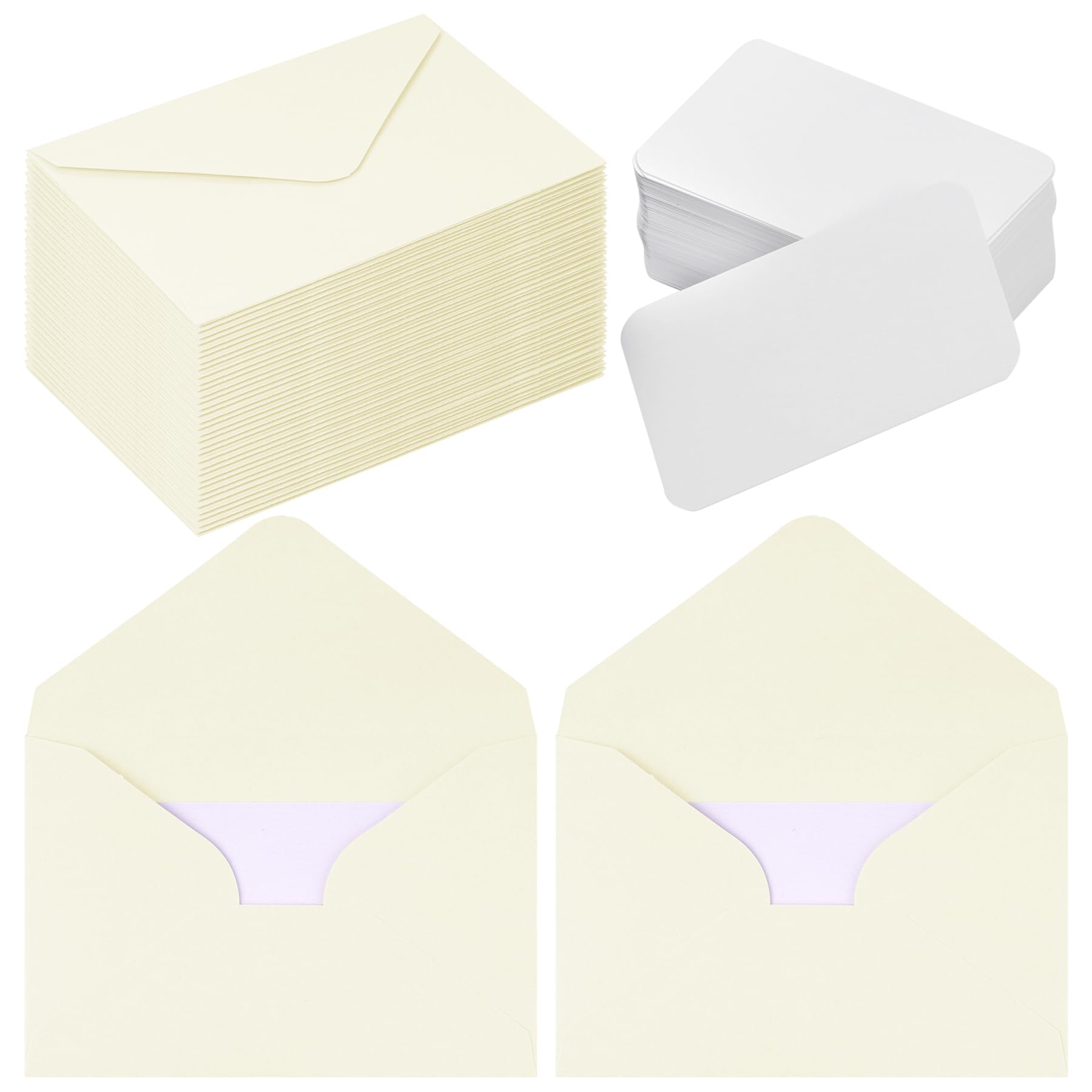 jiebor 100 Sets Small Envelopes with Small Blank Gift Business Card Wedding Invitation Pocket Envelopes for Graduations Wedding Shower Holiday 3.14 x 4.52 Inch Ivory