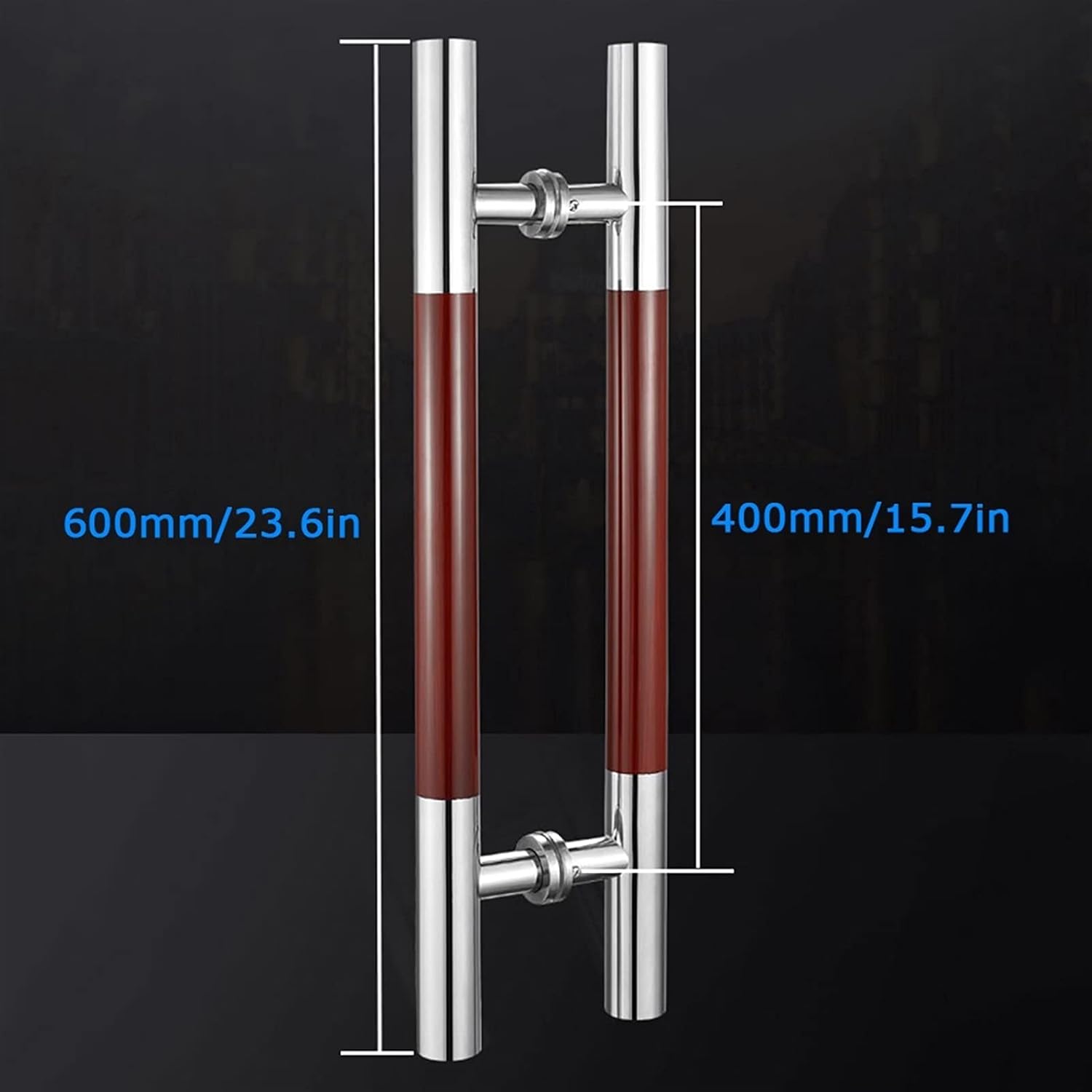 Gate Hardware Indoor and Outdoor Stainless Steel Handle Office Glass Door Handle KTV Push-Pull Door Wooden Door Handle Hardware,Surface Red Wood Grain Paint Finish(Red 600×400mm)