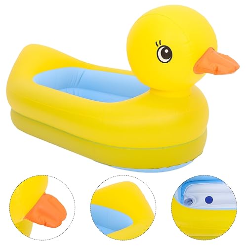 Miniatura 8 de Alasum Bañera inflable de PVC grueso con forma de pato, lavabo portátil para viajes en casa, seguridad y comodidad