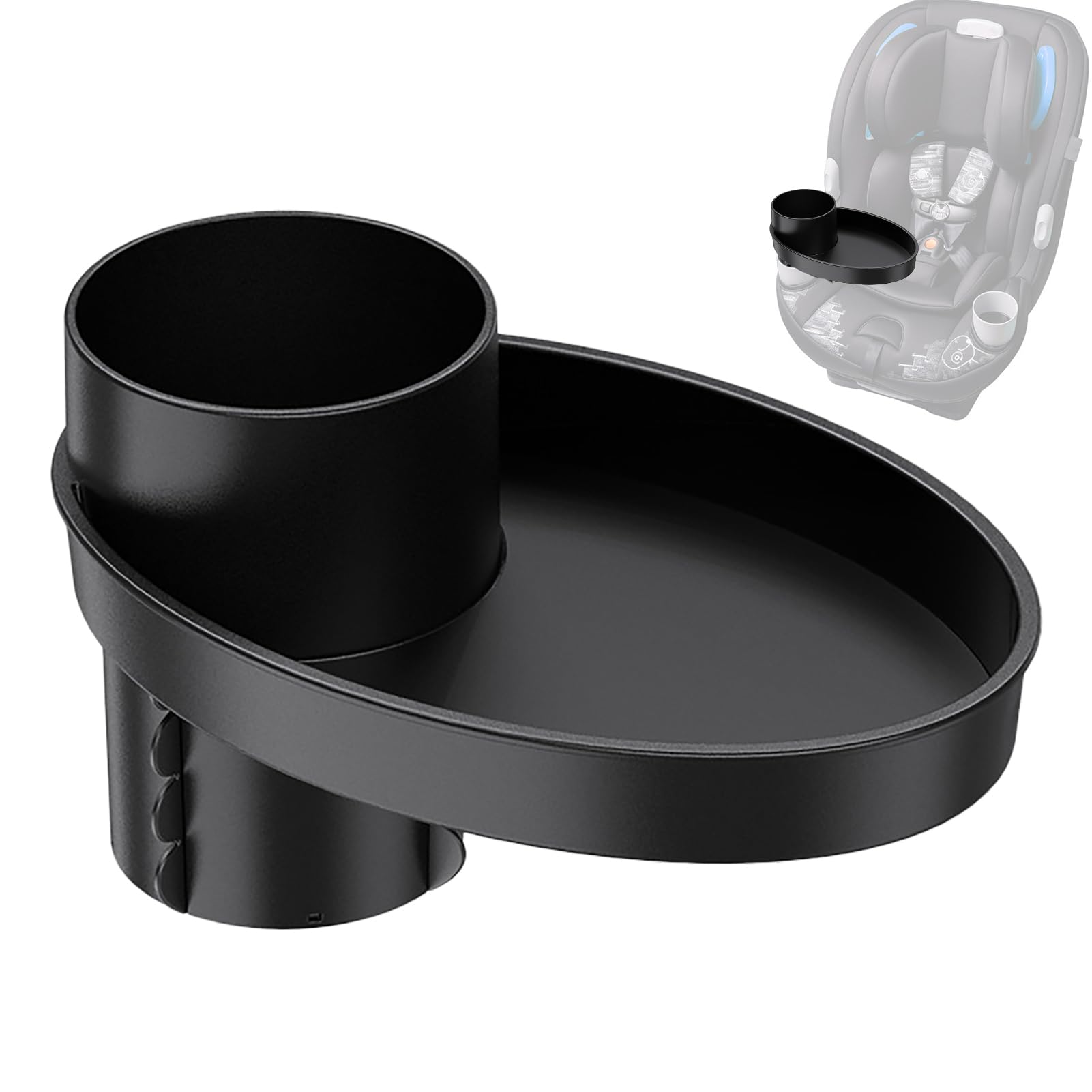 Rotating Car Seat Cup Holder and Snack Tray for Kids and Toddlers | Storage Tray for Most Car Seats and Strollers