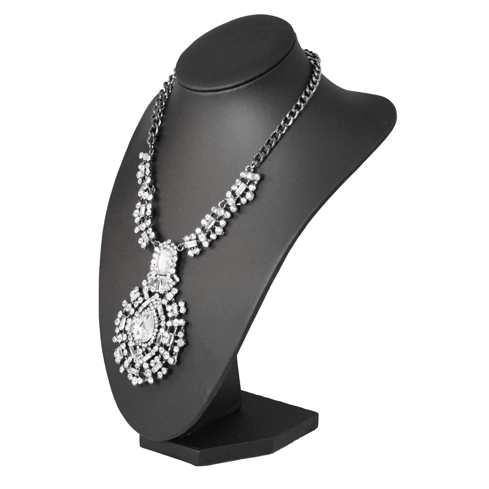 Display Stands Black 5 X Medium Necklace Display Busts - Leatherette - Jewellery Shop Retail Display (G411-4Bl) (5, Medium (23.5Cm))