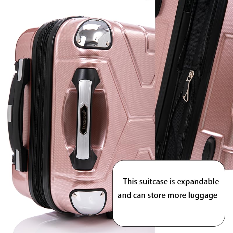 4-in-1 suitcase set, expandable, PC material 16/20/25/29in, suitable for travel technology cyberpunk (ROSE GOLD)2