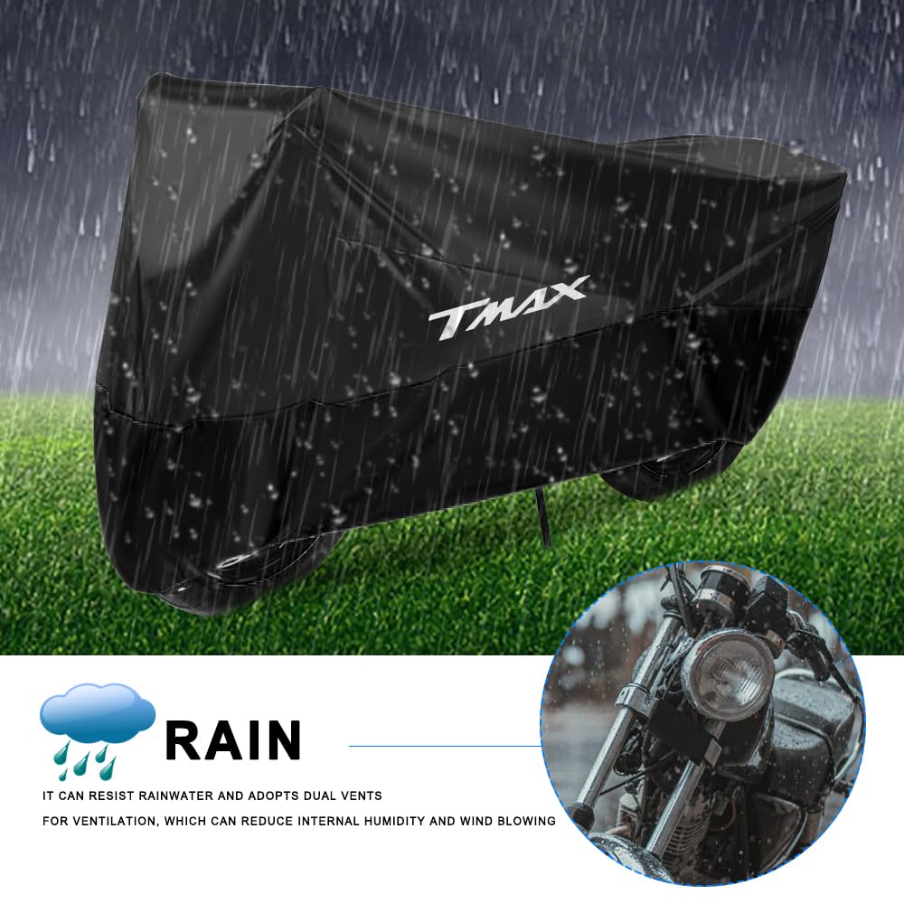 Telo coprimoto impermeabile per esterni, antipolvere, pioggia, vento, escrementi di uccelli, protezione UV, poliestere 190T per T-Max 500 TMAX 500 560 TMax 530 (265 x 105 x 125cm)