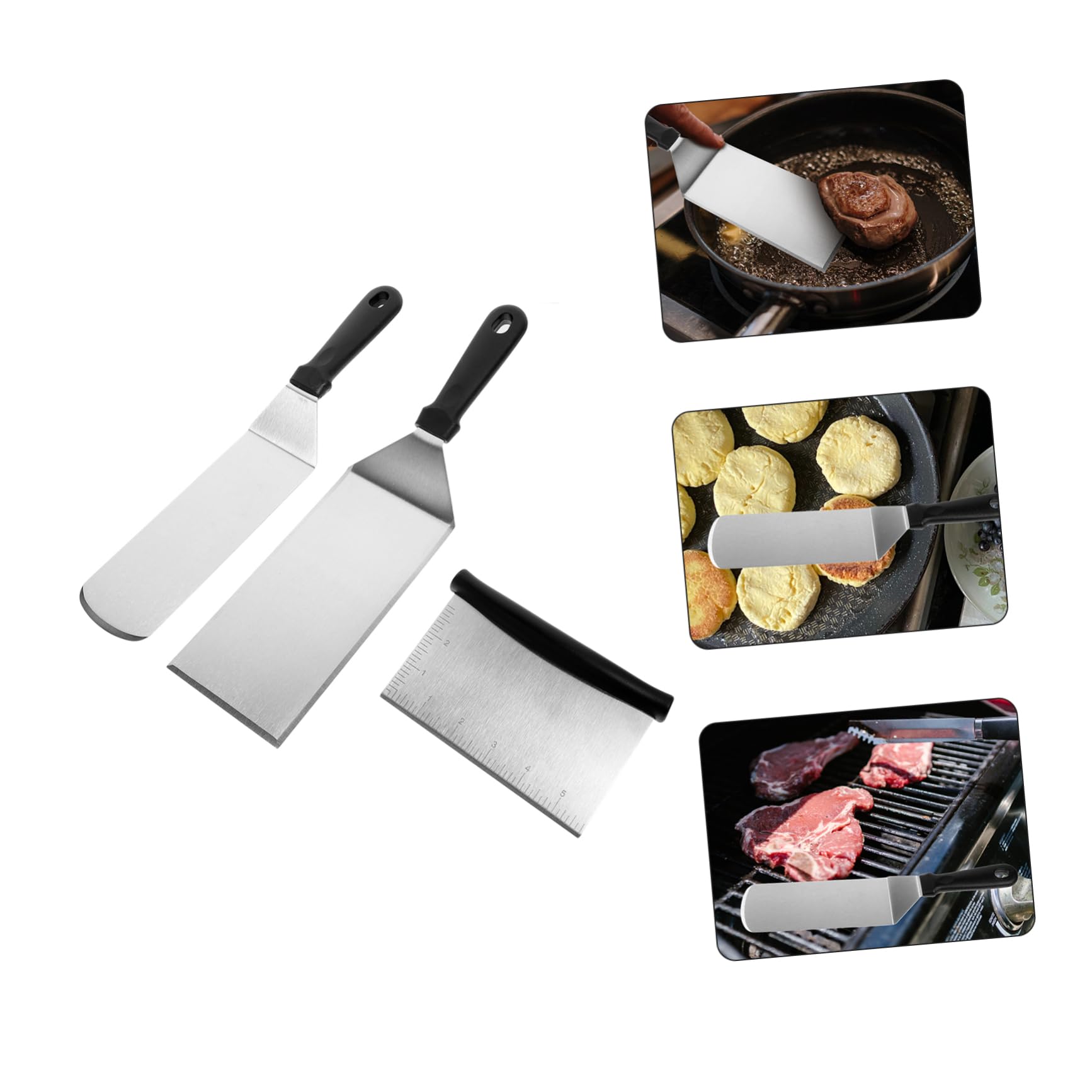 1 Set Espátula para Bistec Utensilio de Teppanyaki Pala para Bistec Acero Inoxidable Pp Mango Antideslizante para Cocina Doméstica y Restaurante