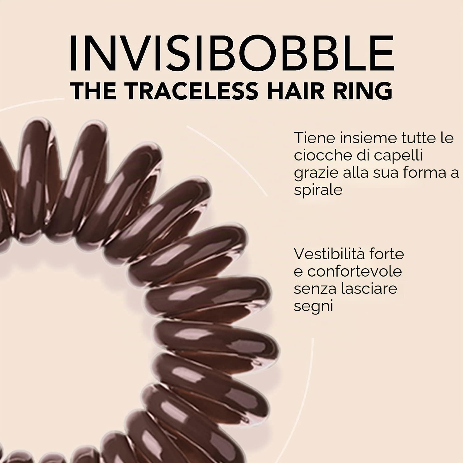 Invisibobble elastico per capelli marrone Original Pretzel Brown x3 - elastici per capelli donna e uomo - elastici per capelli senza pieghe ma forte