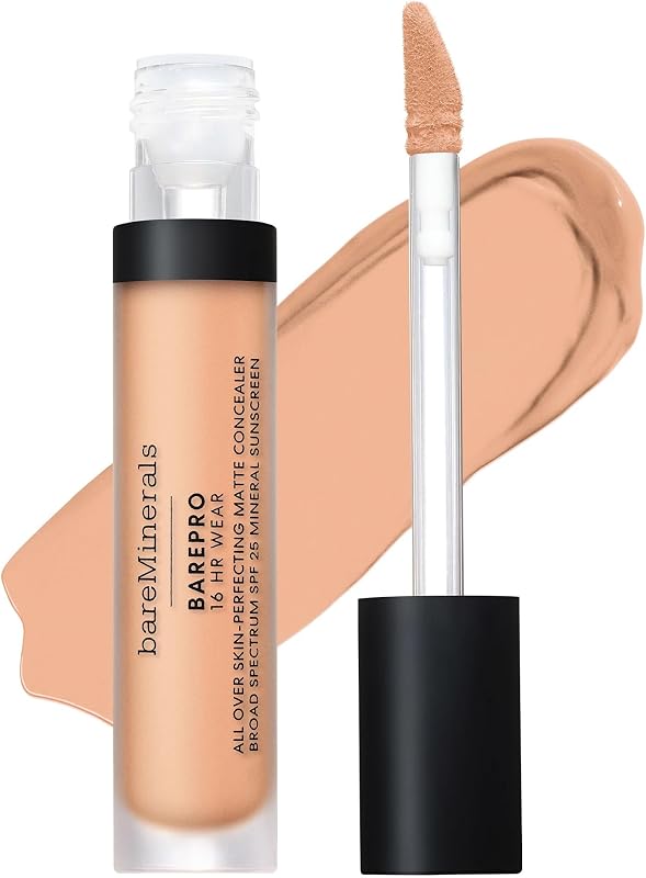 BAREPRO 16HR All Over Skin-Perfecting Natural Matte Concealer Mineral SPF 25 with Niacinamide, Conceals Dark Spots, Blemishes + Dark Circles, Longwear Mineral Matte Complexion