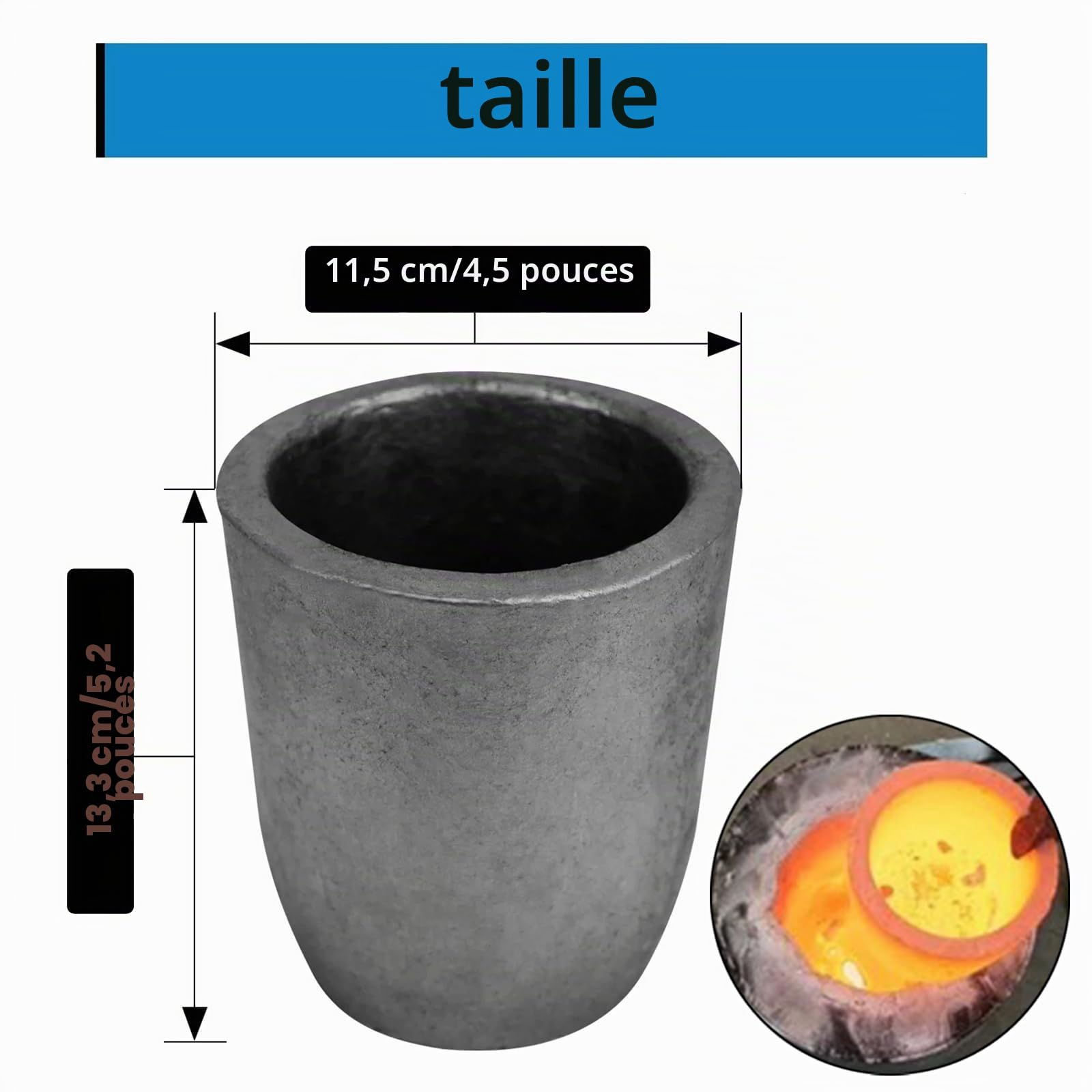 Creuset de Four de Graphite, Fondant Le Creuset de Moulage de Creuset pour La Fonte des Métaux pour L'affinage de L'or, L'argent, Cuivre, Laiton et L'aluminium (#4-4kg)