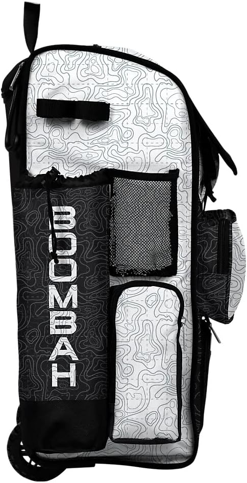 Boombah Rolling Superpack 2.0 Baseball/Softball Gear Bag - 23-1/2" x 13-1/2" x 9-1/2" - Telescopic Handle - Holds 4 Bats - Wheeled Version - USA Nation White/Royal Blue/Black