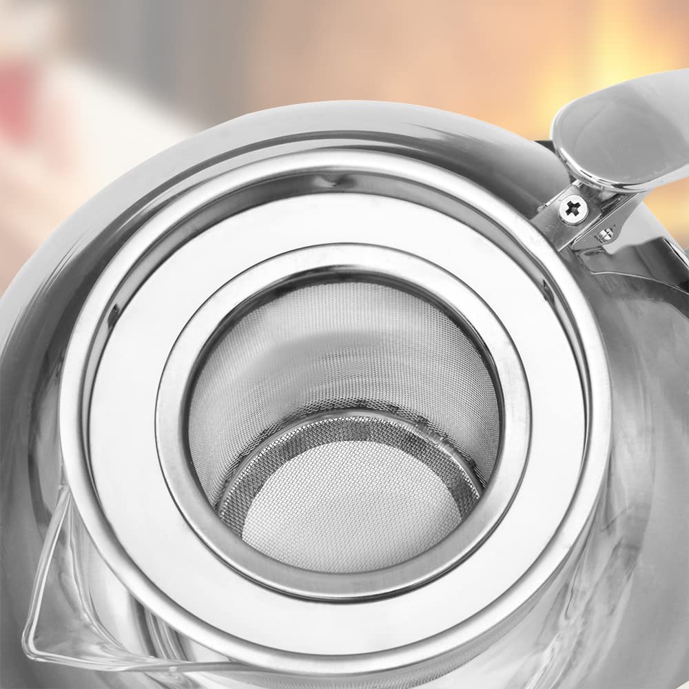 Monzana Teiera in Vetro con Infusore Rimovibile 1,2L Acciaio Inox Resistente al Calore The Tisane