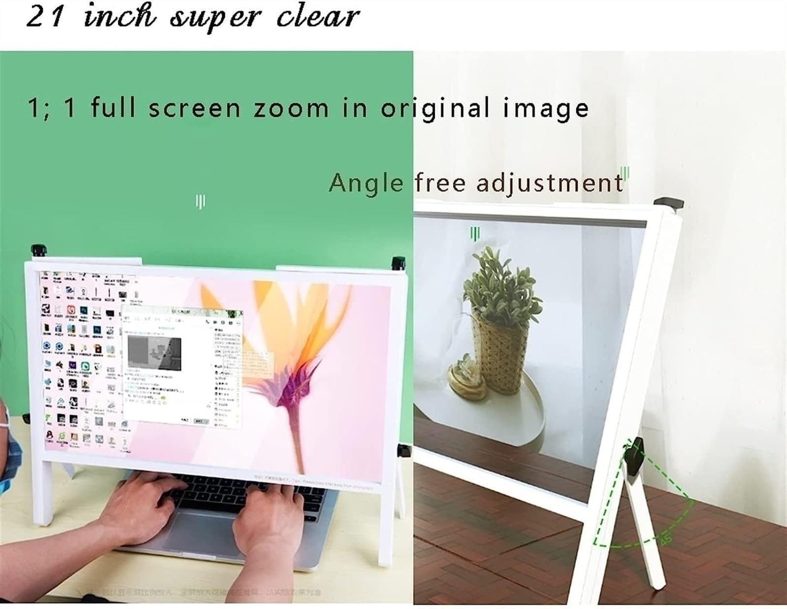Okulary powiększające duża lupa do ekranu telefonu laptopa, 3D Hd Copmputer lupa do ekranu wzmacniacz projektor do gier