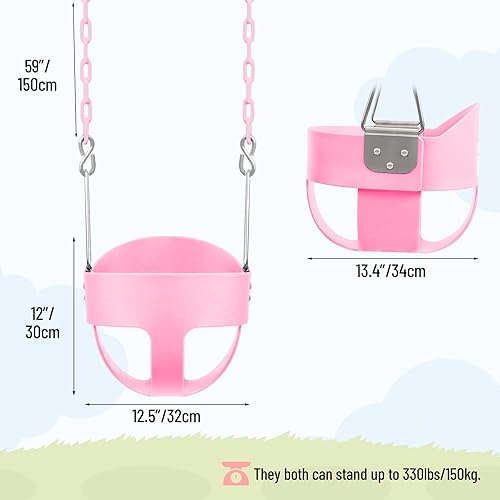 Miniatura 84 de RedSwing Asiento de columpio con respaldo alto para niños pequeños con cadenas recubiertas, asiento de columpio resistente para niños, para Columpio