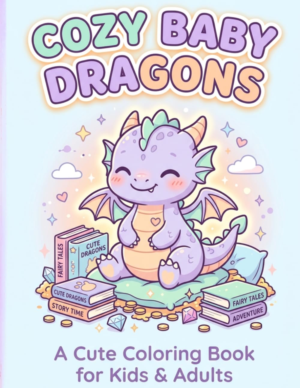 Cozy Baby Dragons Coloring Book: Cute and Relaxing Dragon Coloring Pages for Kids and Adults