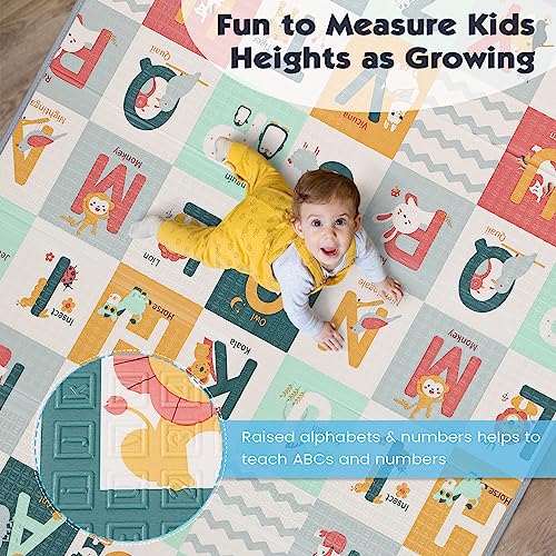 Mem Baby Play Mat 79" X 71", Foldable Baby Play Mats For Floor, Reversible Waterproof Foam Playmat For Babies And Toddlers, Extra Large Non-Slip Baby Crawling Mat With Travel Bag #TOP5