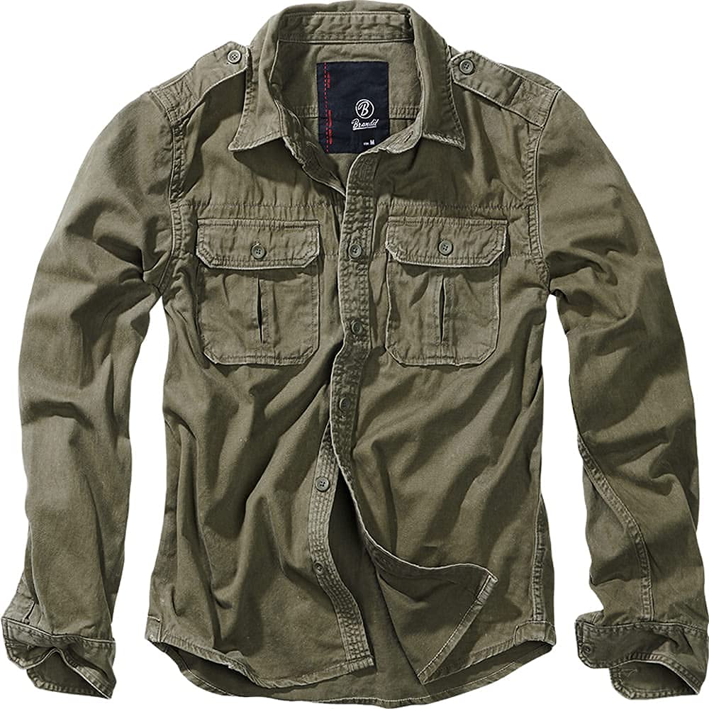 Brandit Vintage Hombre Manga Larga Negro Regular
