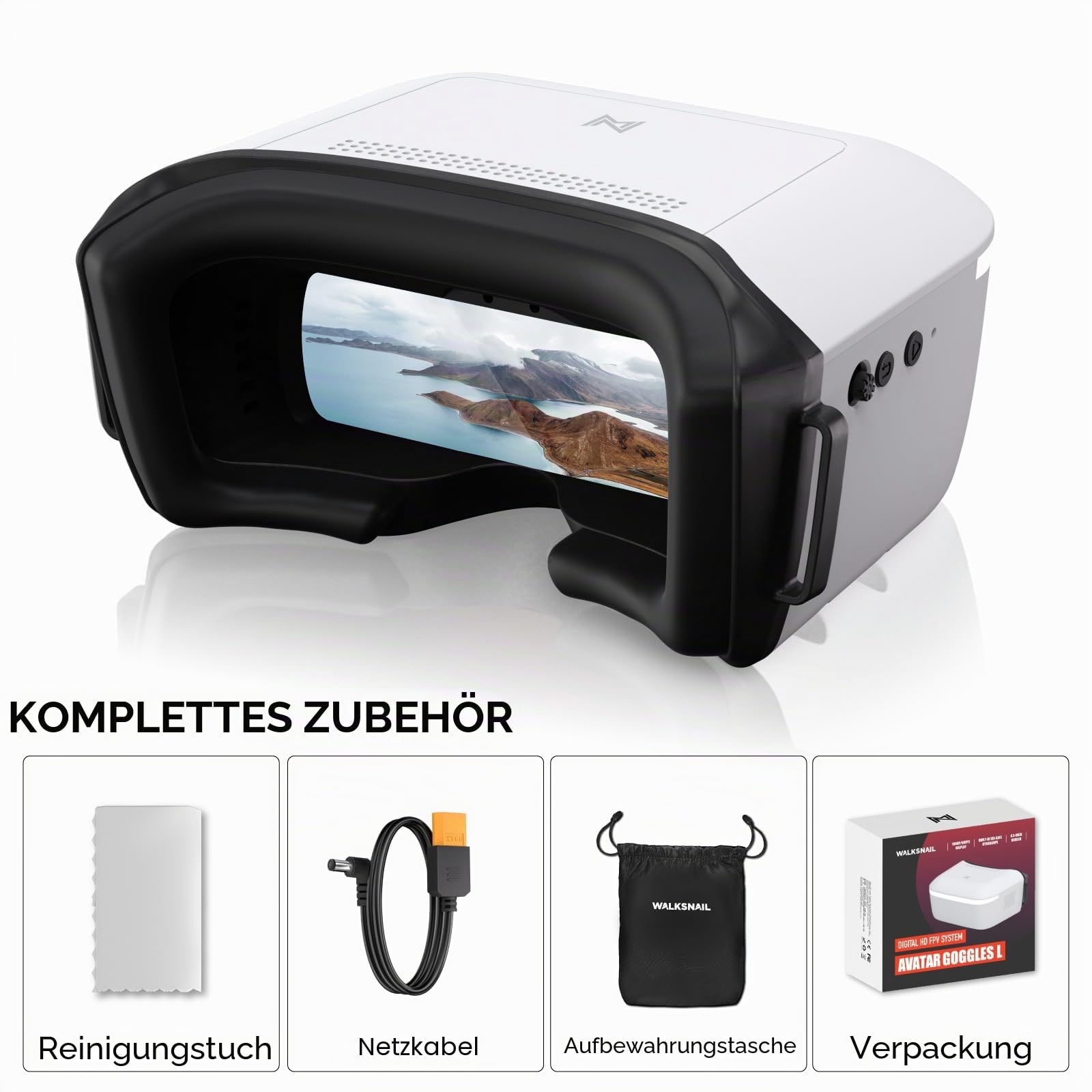 CADDXFPV Walksnail Avatar HD FPV-Brille - 1080P 4,5 Zoll Bildschirm, Kopfverfolgung, PPM-Signal & Micro SD Slot, kompatibel mit allen Walksnail VTX Kits