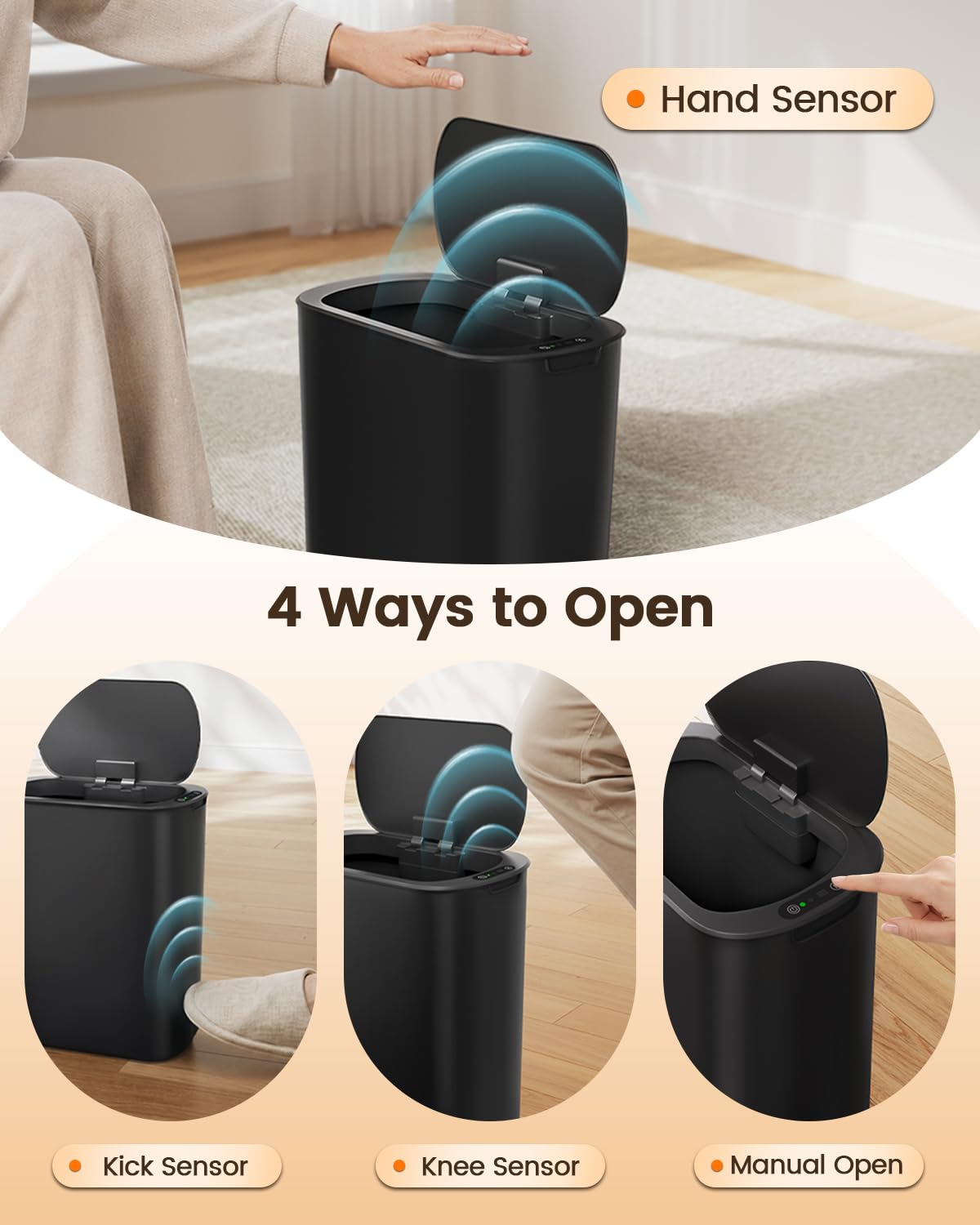 Touchless Bathroom Trash Can - 5 Gallon Automatic -3