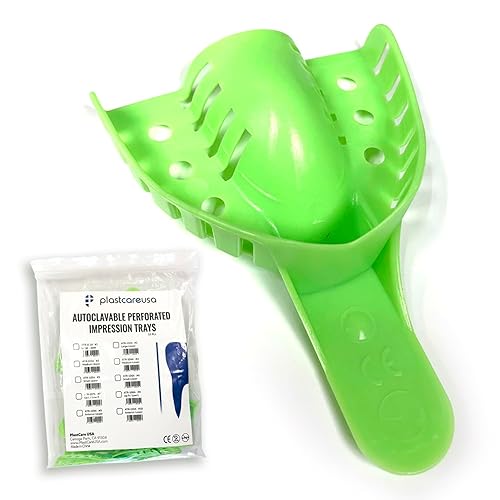 Vista 12 de Bandejas de impresión dental medianas inferiores - Juego de bandejas de impresión perforadas autoclave - Tamaño número 4 (bolsa de 12) por PlastCare