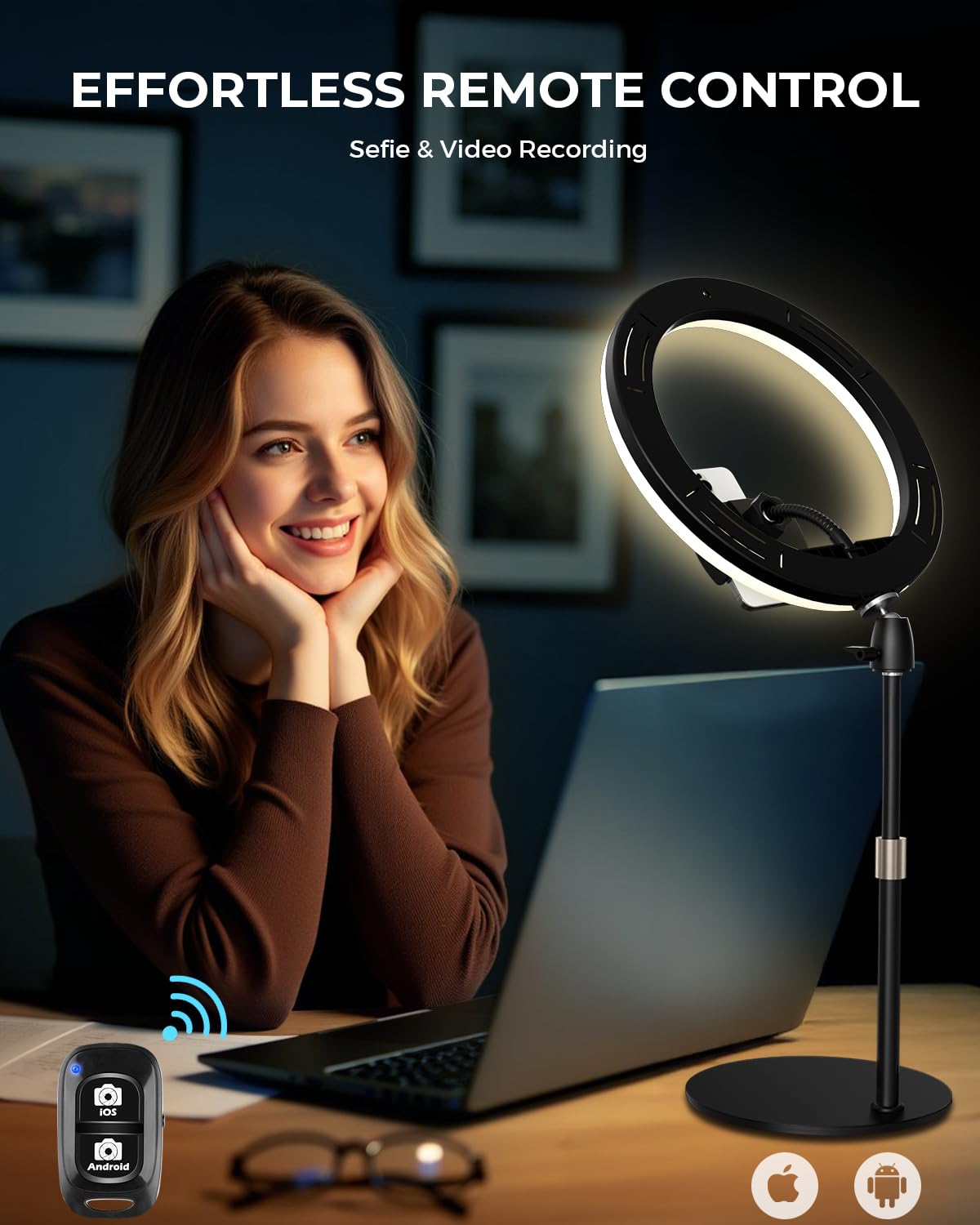 Luce ad anello da 30,5 cm con supporto per scrivania