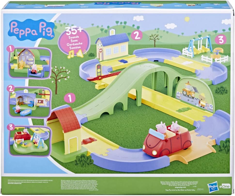 Peppa Pig All Around Peppa’s Town Playset with Car Track, Preschool Toys, Peppa Pig Toys for 3 Year Old Girls and Boys and Up