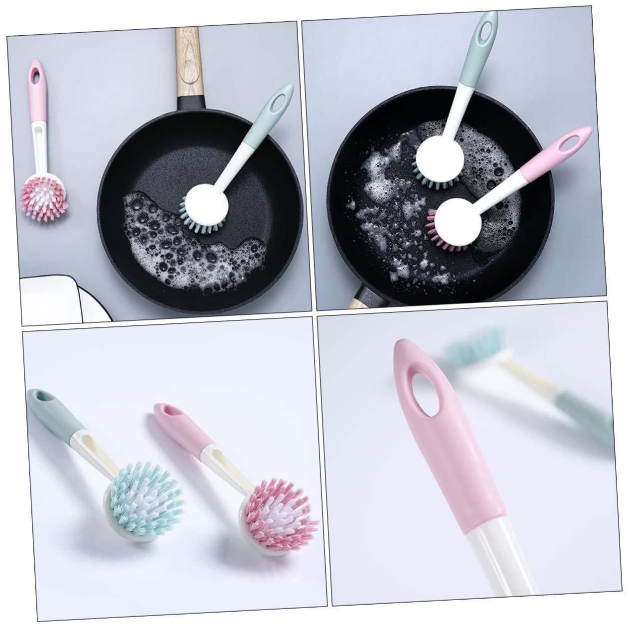 Beavorty 4 Set Di Spazzole Per La Pulizia Dei Piatti Manico Per Spazzola Da Cucina Forte Potere Pulente Multiuso Per Lavello 2 Pezzi*4