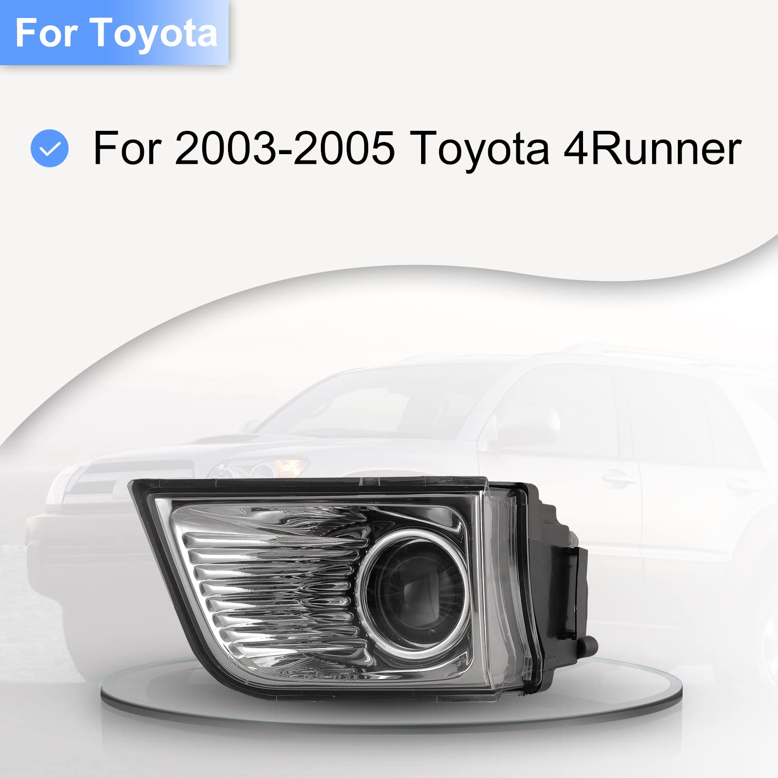 ROXX Fog Lights for 2003 2004 2005 Toyota 4Runner, Driving Projector Fog Lights OEM Replacement Fog Lamps with 9006 12V 51W Halogen Bulbs(Clear Lens)