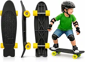 Skate Infantil Mini Cruiser Completo Reforçado para Crianças Aprender Andar Brinquedo Shape Durável e Seguro para Primeiras Manobras 3 a 6 anos