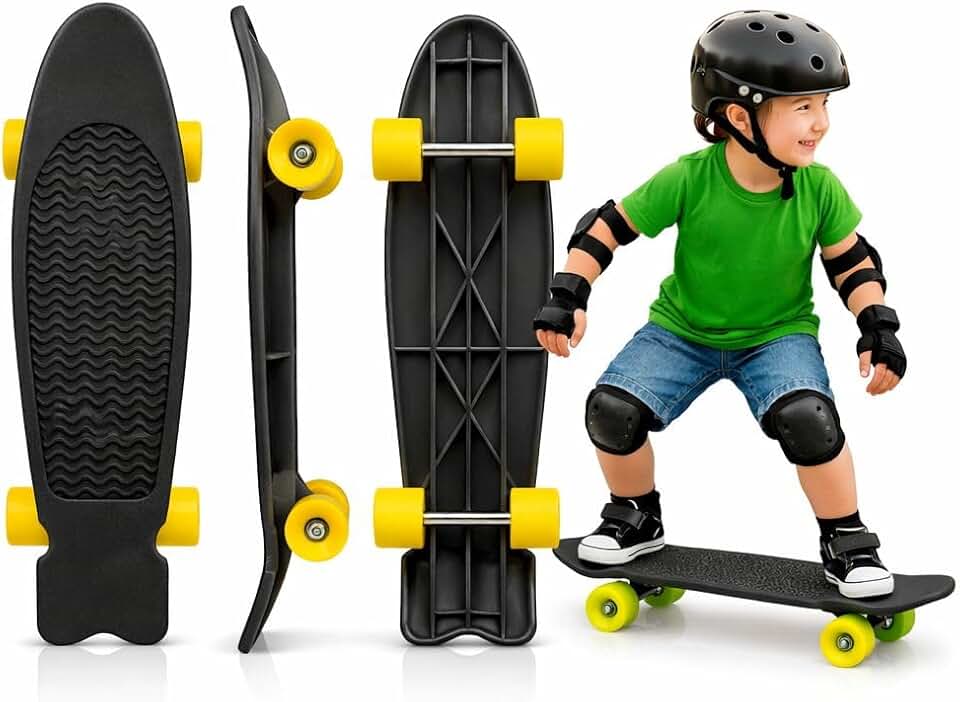 Skate Infantil Mini Cruiser Completo Reforçado para Crianças Aprender Andar Brinquedo Shape Durável e Seguro para Primeiras Manobras 3 a 6 anos