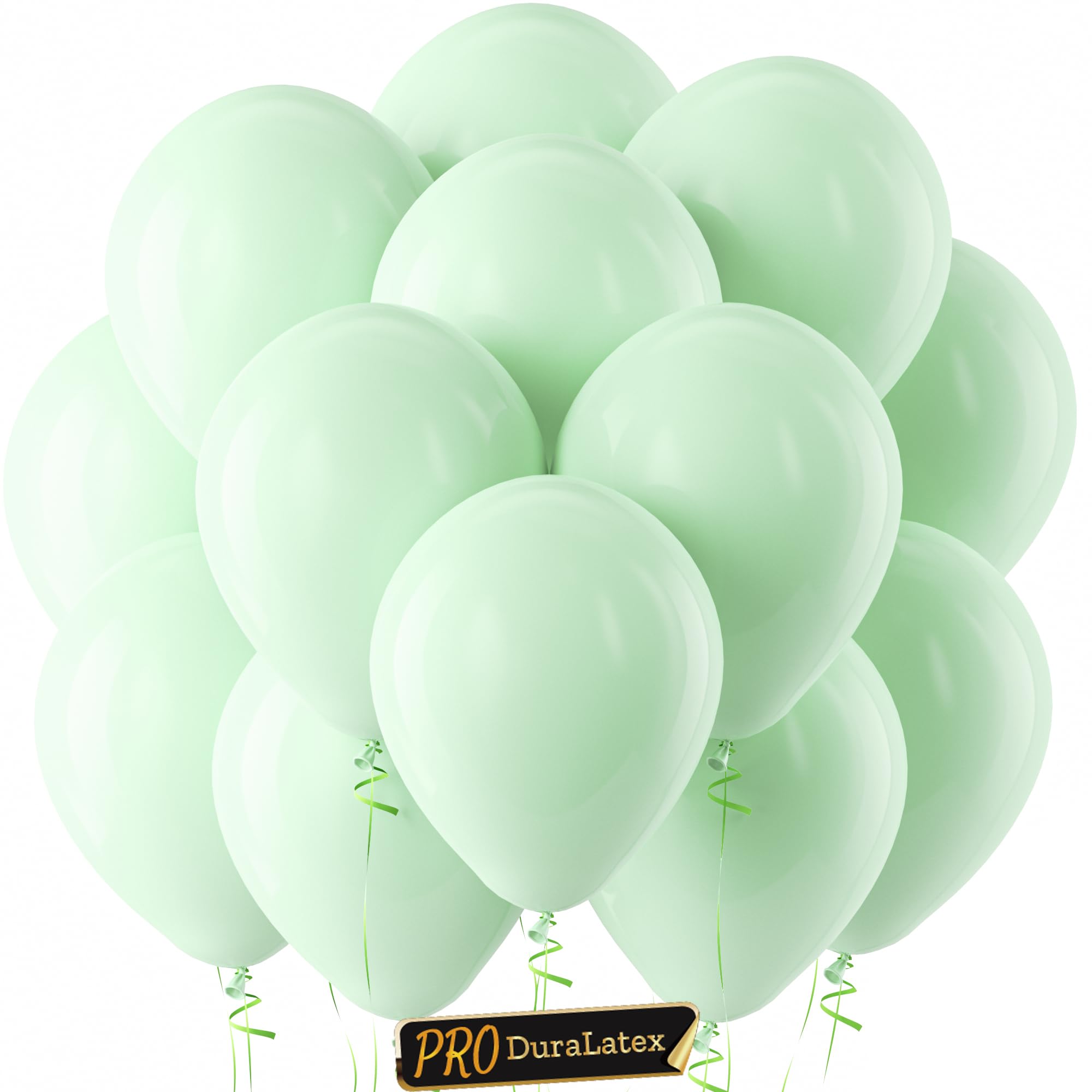 Bezente Pro Duralatex Pastel Green Extra-Thick Balloons 100 Pack 12 inch