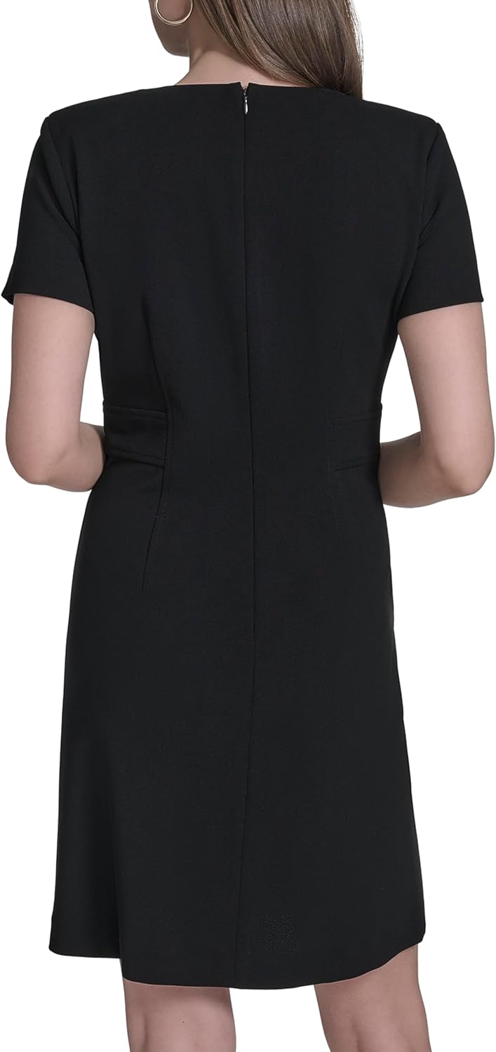 Halston Womens Short Sleeve Scuba Sheath Dress - Image 4