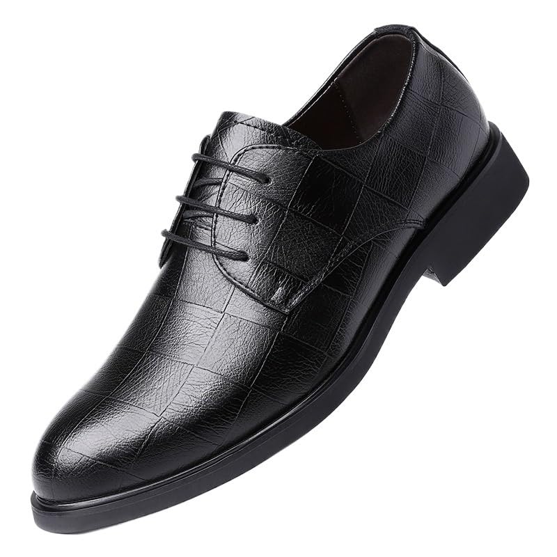 Uniform Mens Oxford Dress Shoes Luxury Leather Lace Up Plain Toe Business Slip Resistant Low Top Rubber Sole Non Slip Shoe