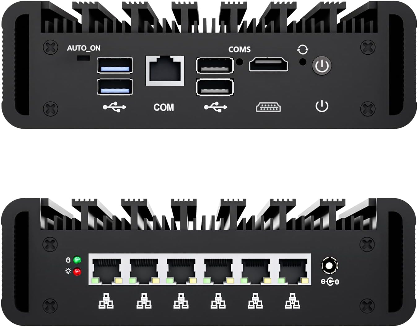Firewall Mini PC Router J6412 | 6-Port 2.5GbE Network | 8GB RAM + 128GB SSD | Support pfSense/OPNsense | Home & Small Business Network Security
