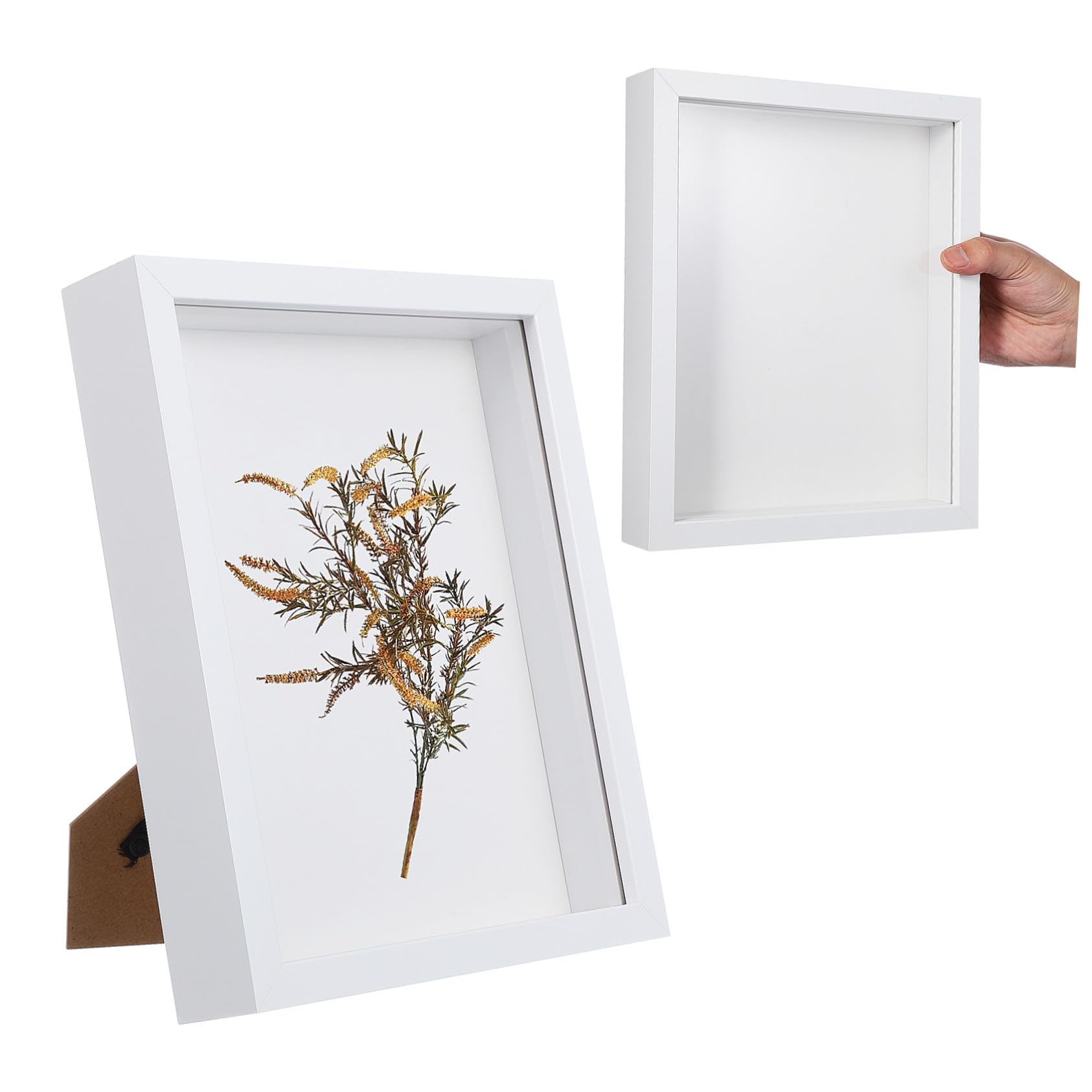 INOOMP Cornice Profonda 3d per Specchi e Ricordi in Legno Bianco Design Unico 2 Pezzi per Decorazione Ufficio e Nozze