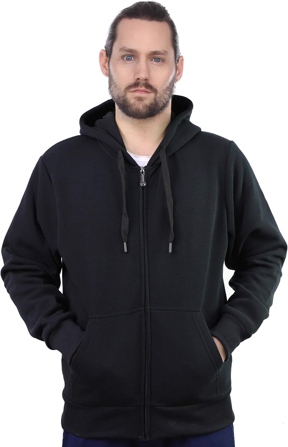 LeeHanTon Full Zip Up Hoodies for Men Lightweight Fleece Long Sleeve Hooded Sweatshirt Spring Sports Active Jacket Black Grey