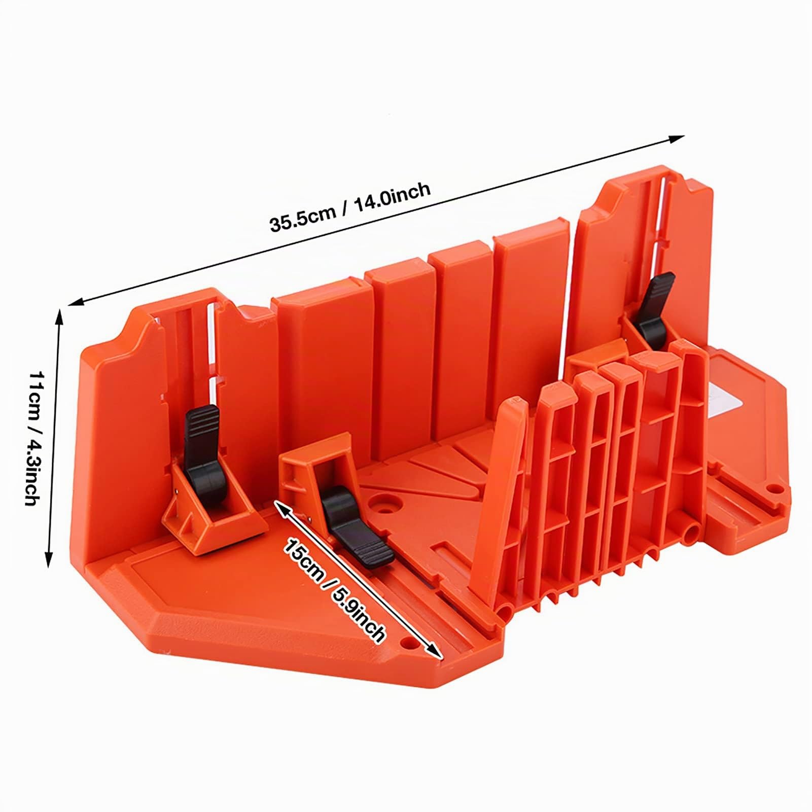 GAESHOW Boîte à onglets en plastique, outil de coupe, 35,5 cm, avec pince, outil de matériel, scie à main pour travaux architecturaux, coupe du bois et artisans