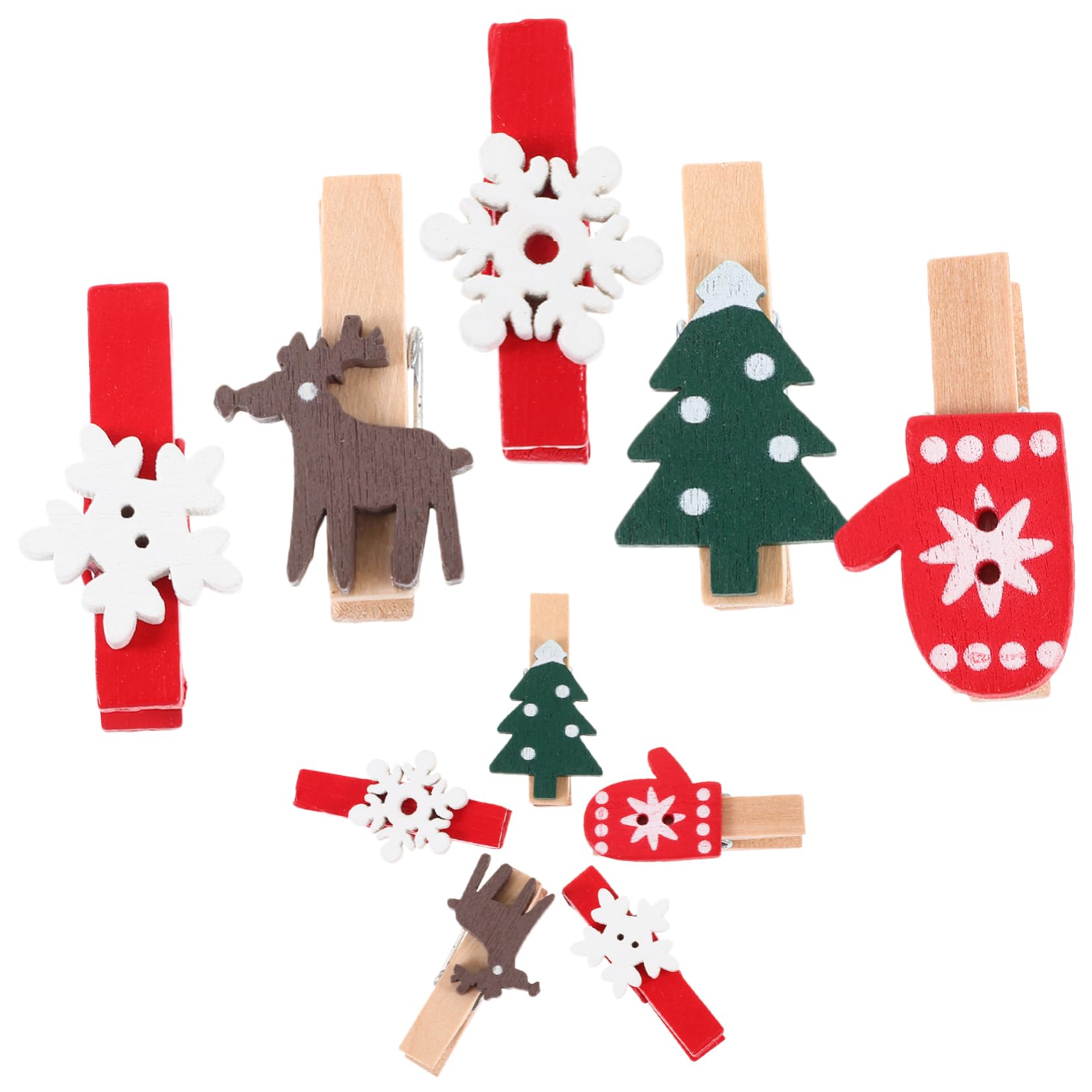 SOIMISS 625stücke Weihnachts Holzklammern Xmas Foto Clips Für Dekoration Kunsthandwerk Und Erinnerungen Schneeflocken Handschuhe Weihnachtsbaum Und Designs Für Festlichkeiten Und Partys