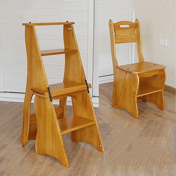 Folding Chair, Stairs, Multi-functional, 4 Tiers, Solid Wood, 3 Colors, 2 Sizes Color Honey Color, Size Regular Version