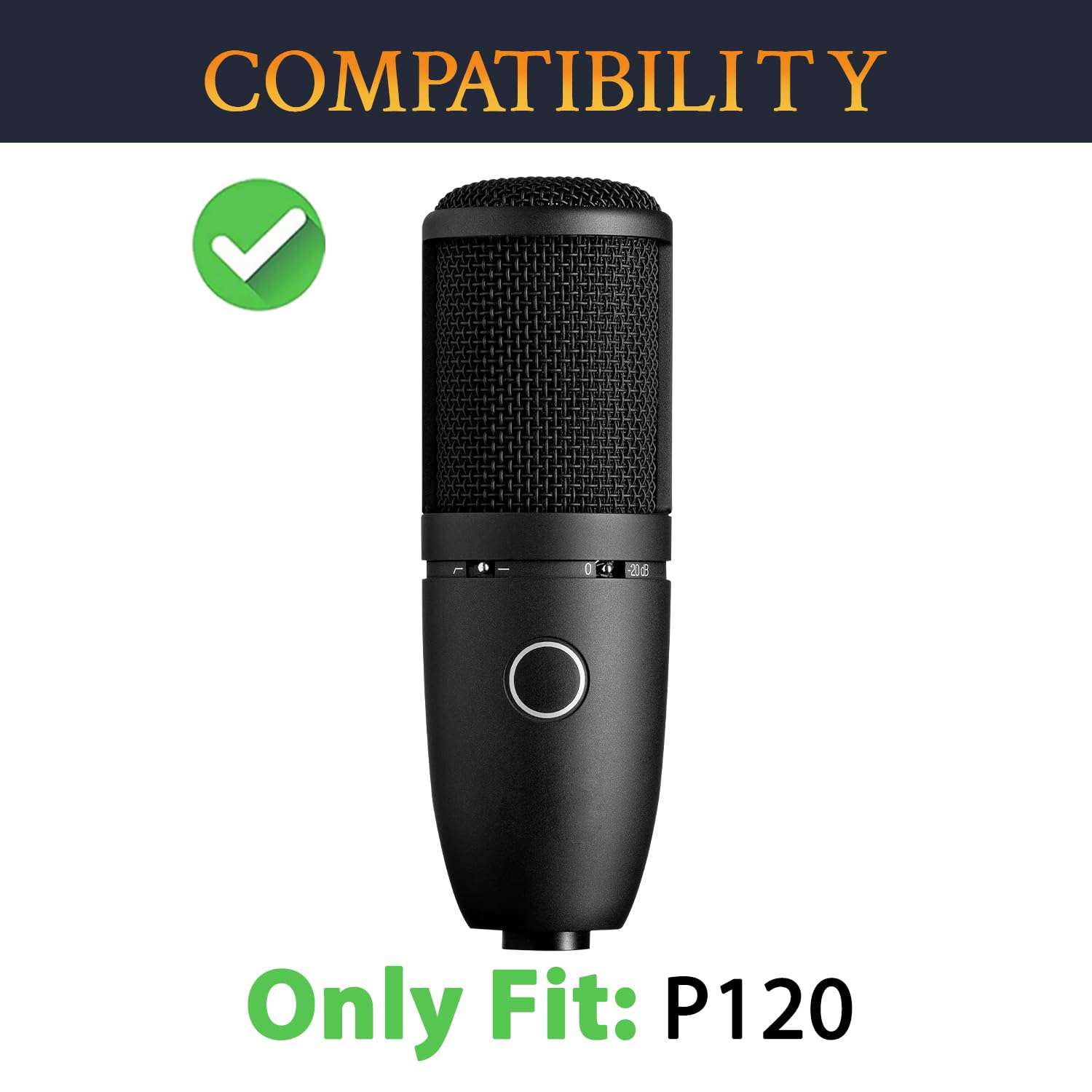SOULWIT 2Pcs Microphones Pop Filter for AKG P120/P220/P420 Condenser, Protective Mic Cover Windscreen Foam - Black - Image 2