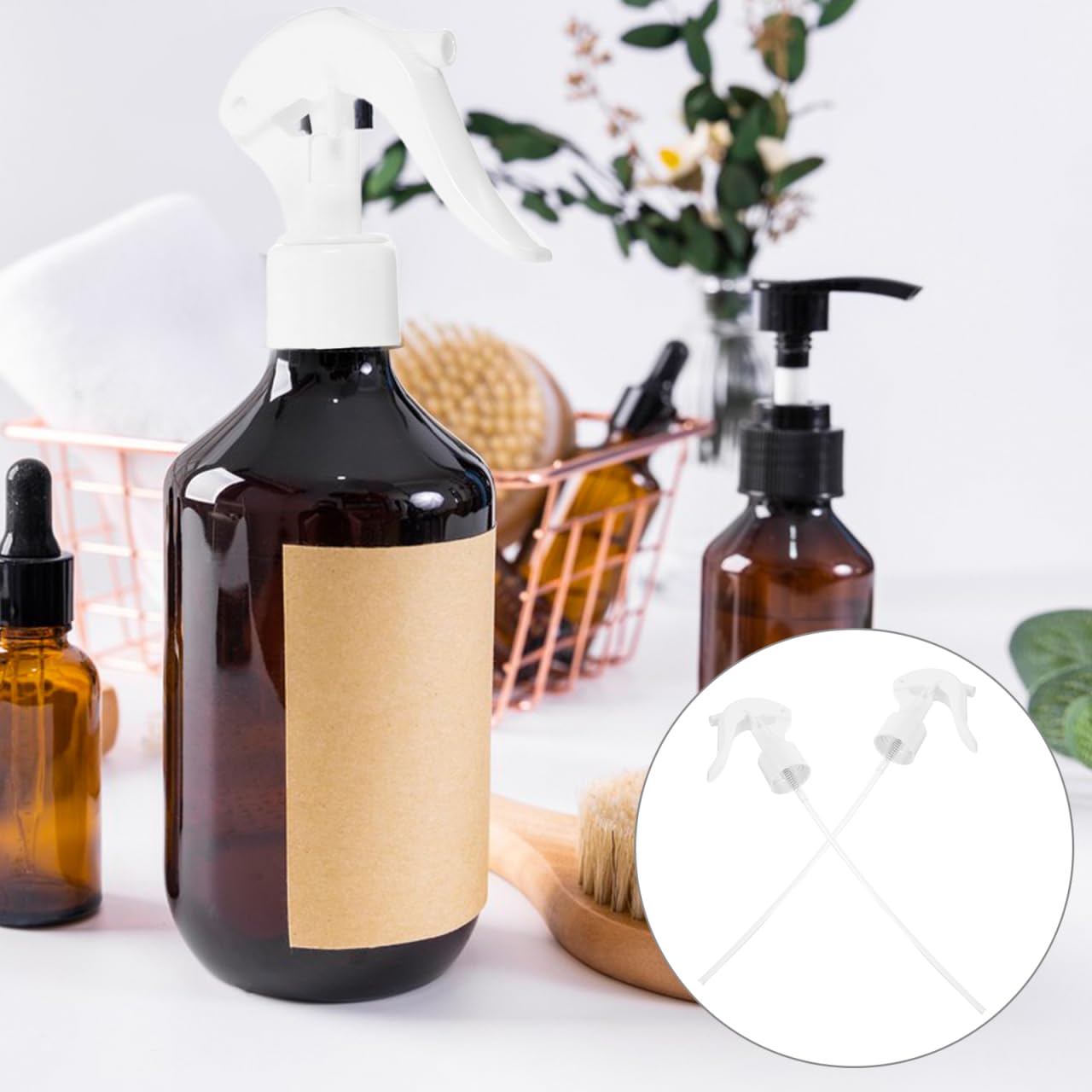 FUNOMOCYA 12Pcs Plastic Trigger Spray Nozzles for Spray Bottles Replacement Water Sprayers and Nozzles for Gardening Plant Care and Household Use White