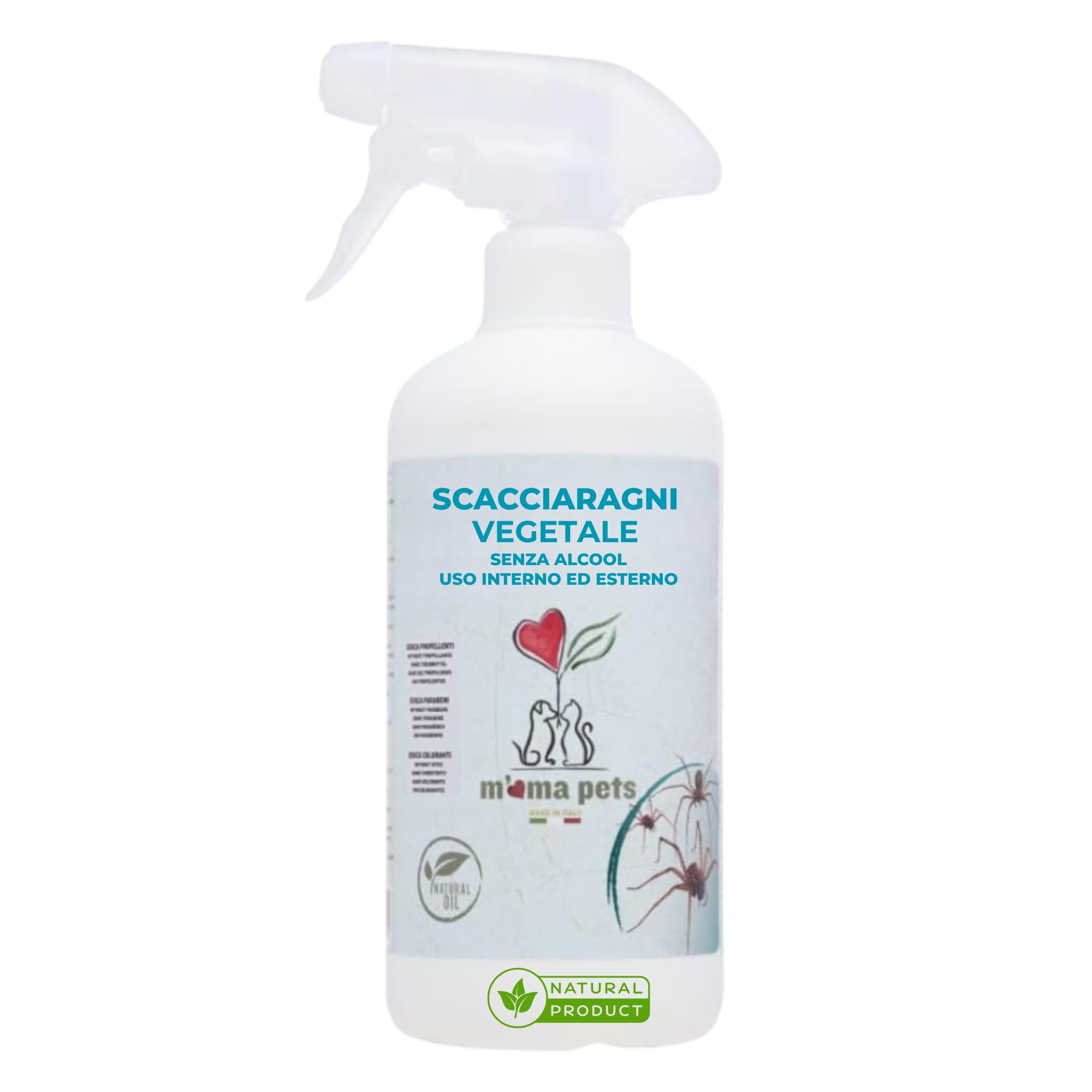 M' MA PETS Repellente per Ragni e Ragnatele 100% Naturale, Made in Italy – Spray Vegetale per Interni ed Esterni, Non Macchia - Alternativa a Insetticida Ragni, Ragnicida o Veleno - 250ml