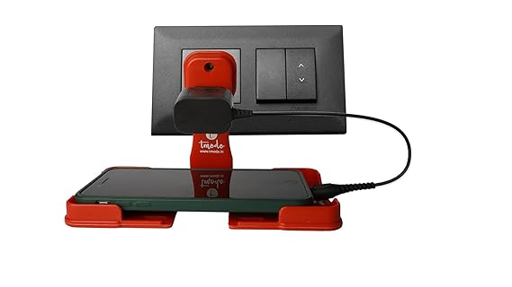 Tmodo Mobile Stand for Wall- Multi-Purpose 3 Plug Wall Mounted Stand for Mobile Phones, iPhones, Power Banks, Tablets, Trimmers or Any Pocket Sized Electronic Gadgets. (Red)
