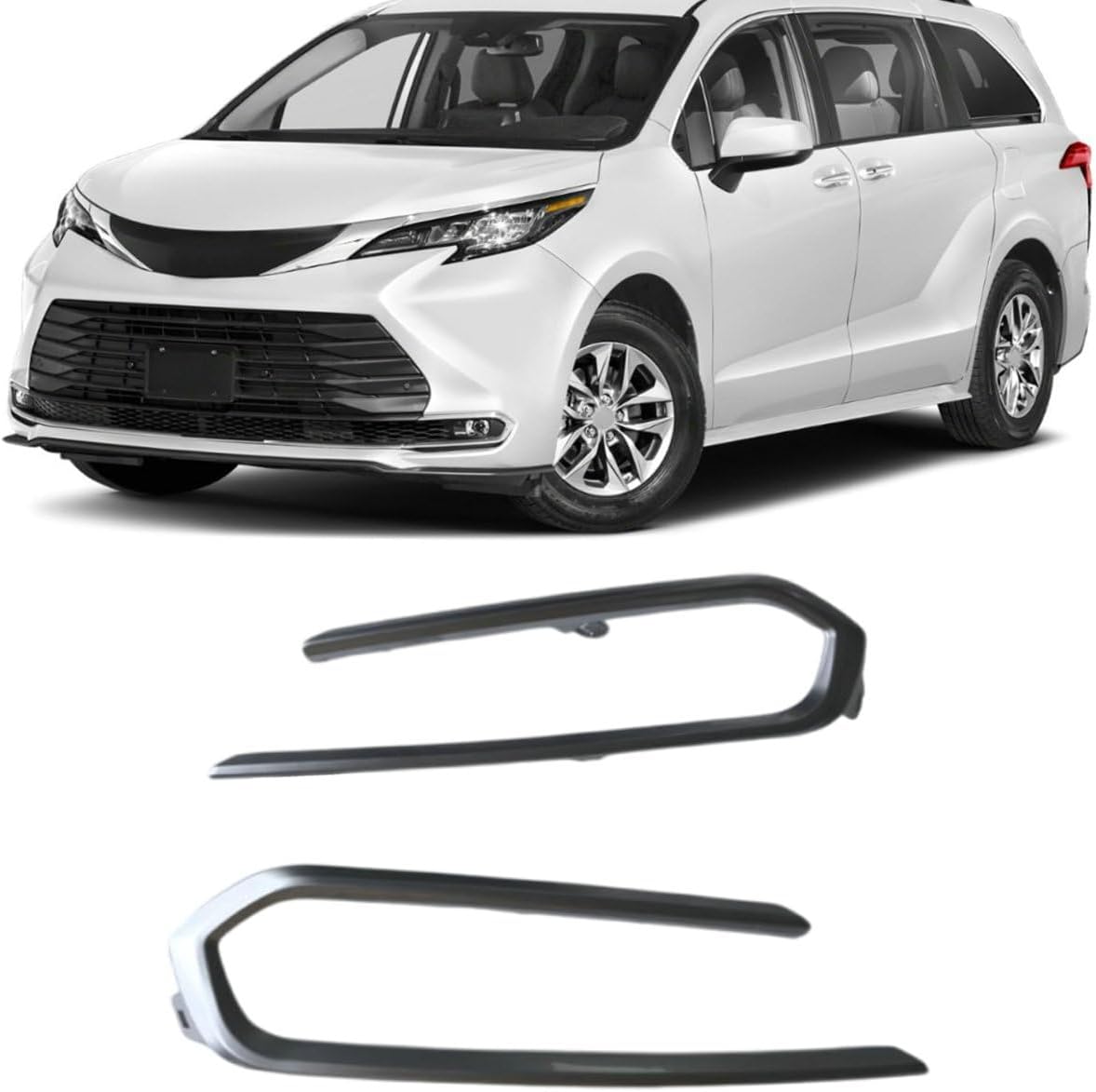 2 PCS Front Grill Lower Bumper Grille Molding Trim Chrome for Toyota Sienna 2021 2022 2023 Exterior Car Accessories