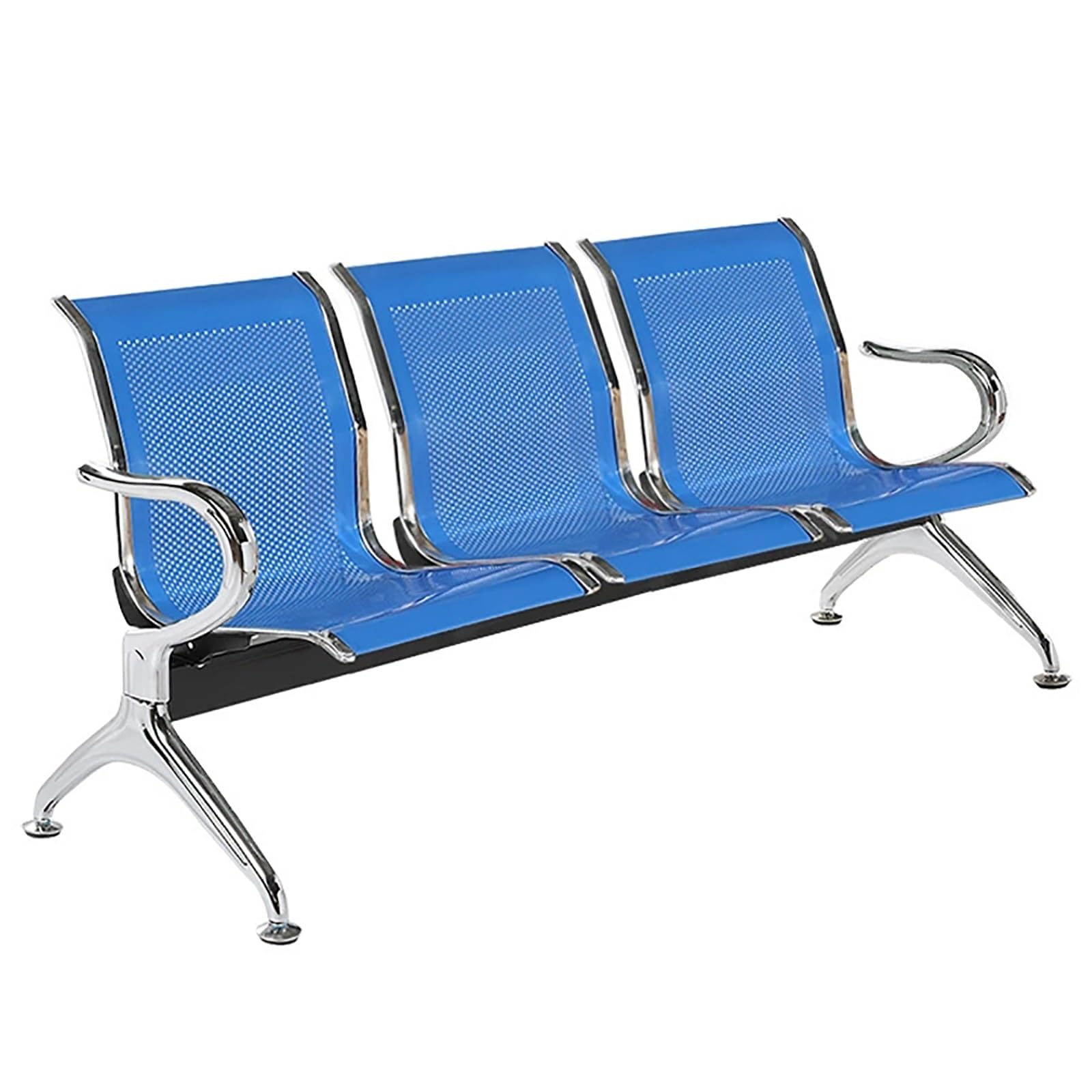 AYCDL 3 Seat Office Guest Reception Chairs Waiting Furniture Bench Airport Reception Seat Benches with Backrest and Armrests Guest Reception Chair for Airport Market,Blue
