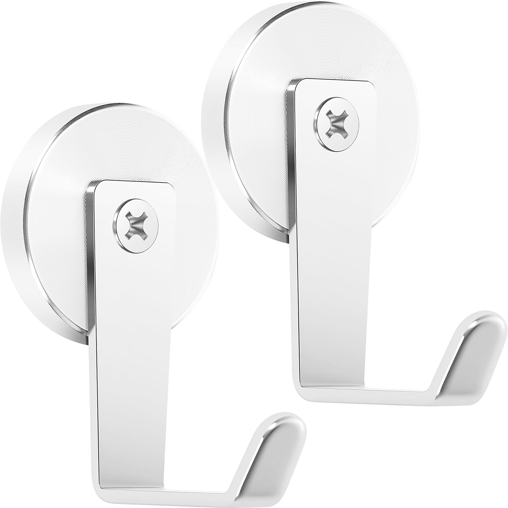 Neosmuk Magnetic Hooks,130lb Heavy Duty Magnet Wreath Hanger,Steel-Tube Base,No-Drill Door Wreath Hanger for Metal Doors/Walls,L- Cruise Cabin Door Hook,Silver,2 Pack