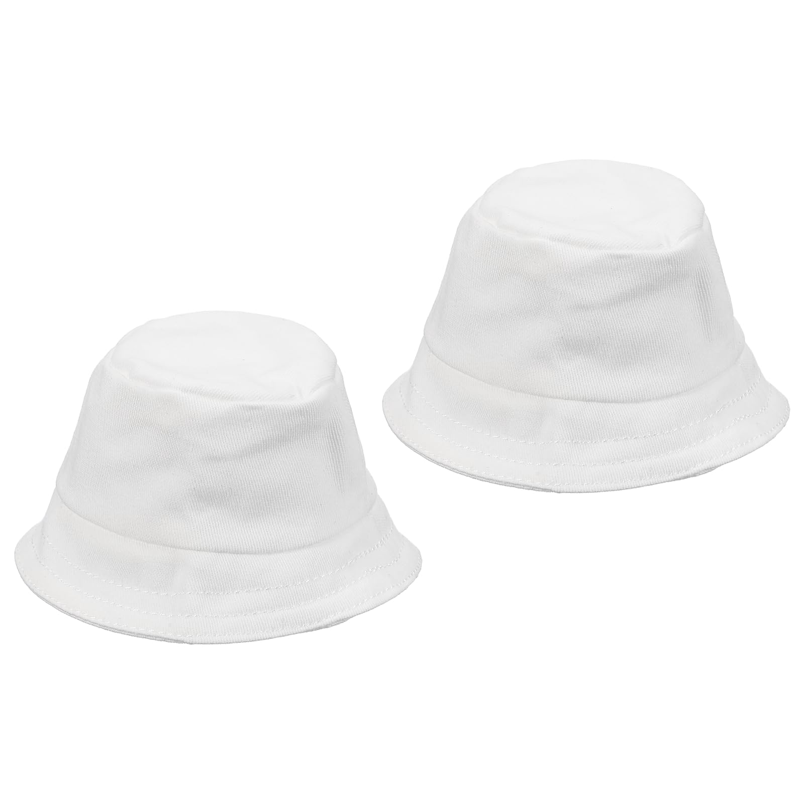 PATIKIL 2 Pcs Mini Bucket Hats for Dolls, White 3 x 2 Inch Miniature Doll Hats for Crafts Party Ornaments DIY Doll Dollhouse Hair Accessory Snowman Decoration