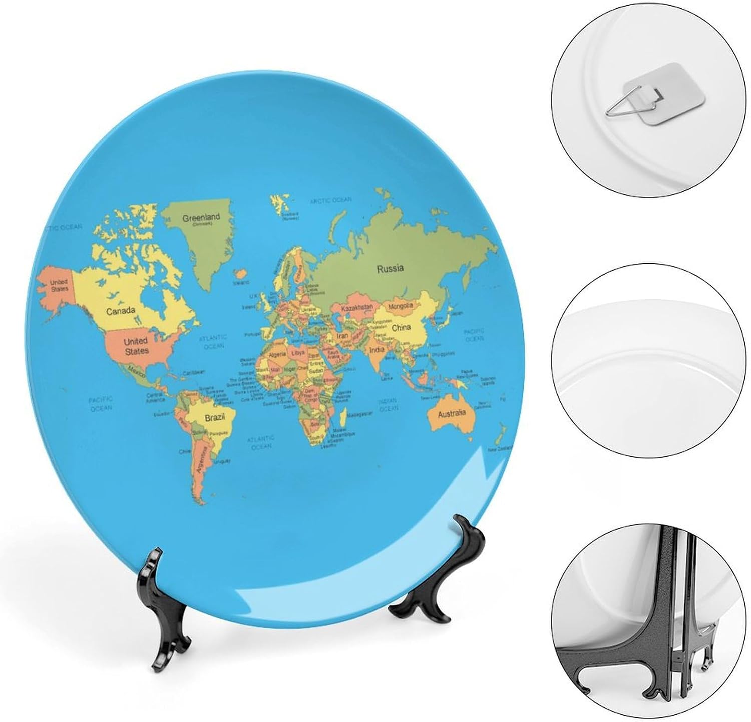 World Map Bone China Decorative Plates are Suitable for Office Desktop Decoration and Wall Hanging Ceramics
