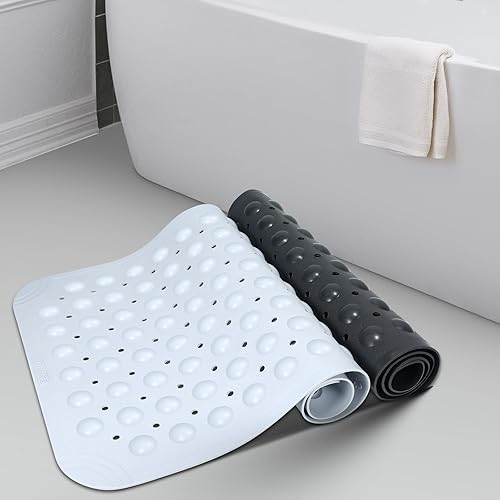 Miniatura 9 de WarmSnow Tapetes de ducha antideslizantes para ducha interior, 15 x 27.5 pulgadas, tapete de bañera de elastómero termoplástico antideslizante para