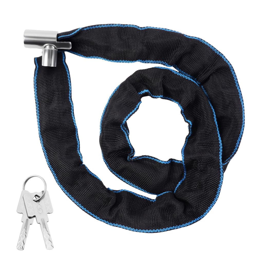 Adiwo Bike Lock with 2 Keys, 105cm Heavy Bicycle Chain, Anti-Theft and High Security Cycling Lock with Waterproof Cover, Steel Chain for Bicycle, Moto, MTB, Door, Fence