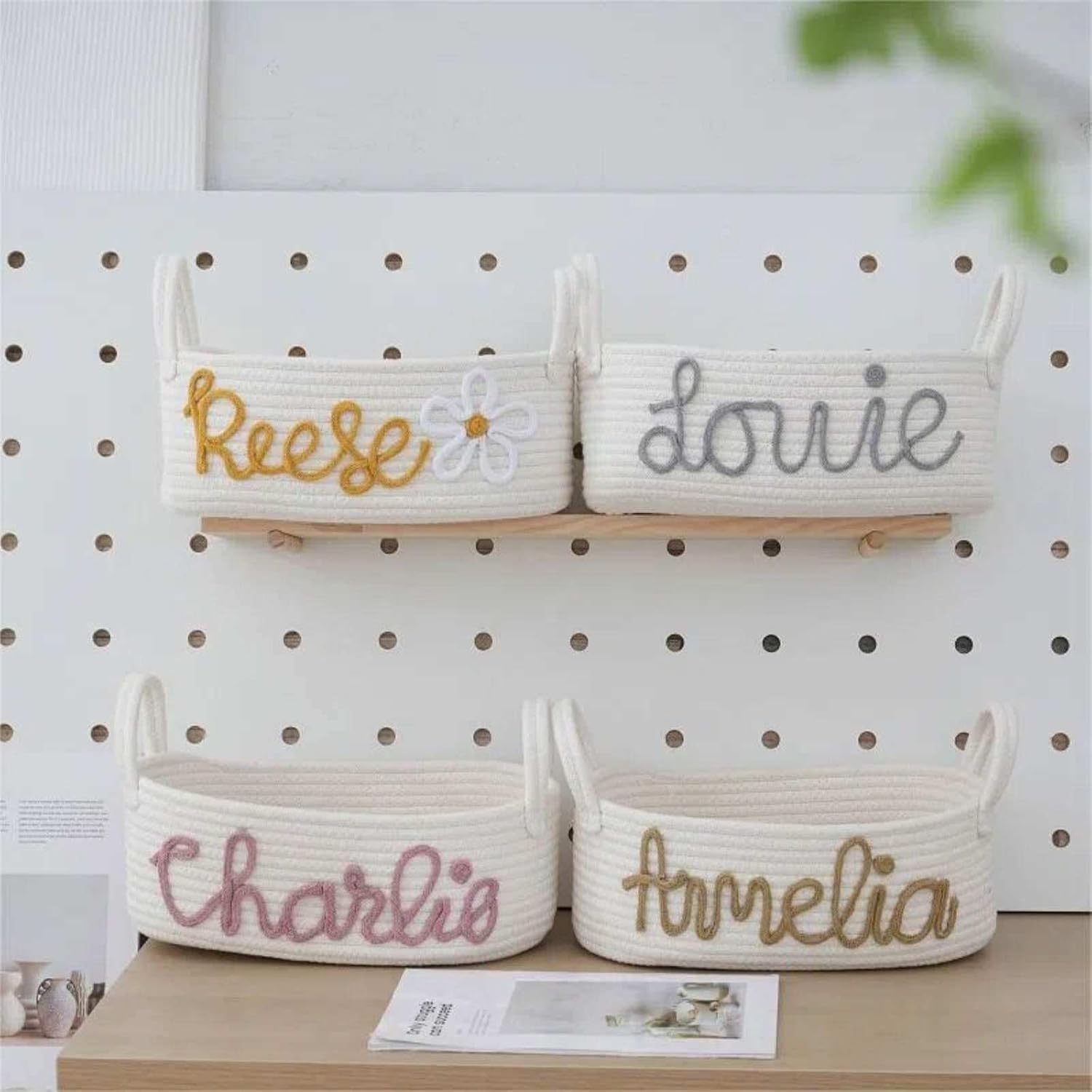 Cotton Rope Basket with Handles,Diaper Caddy Nursery Storage,Bin Soft Durable Organizer,Cotton Rope Basket Diaper Caddy,Stuff Organizer,Storage Bin Nursery Essentials,Bin Room Shelf Storage Basket