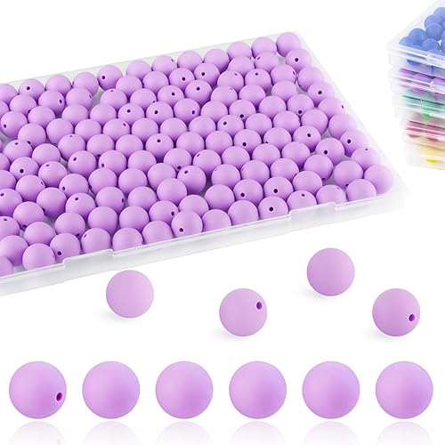 105 cuentas de silicona, cuentas de silicona de 0.59 pulgadas (0.591 in), cuentas redondas de silicona a granel para hacer llaveros, cuentas focales