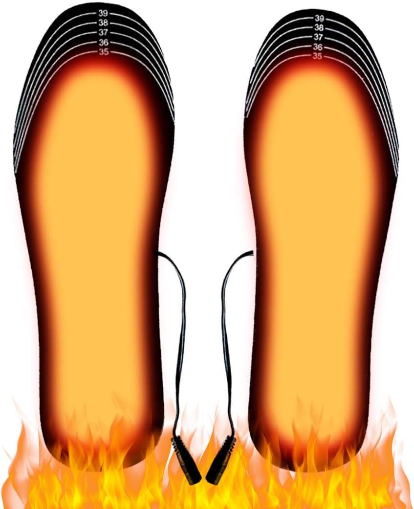 Outgeek 1 Pair Heated Insoles Electric Heated Pad Tailorable Thermal Heated Shoes Pads Heating Shoes Insoles